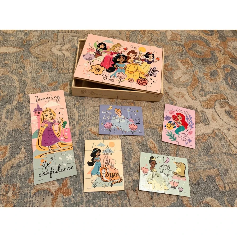 Spin Master Games Disney Princess 6-Pack Wooden Jigsaw Puzzle set